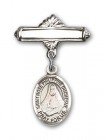 Pin Badge with St. Rose Philippine Charm and Polished Engravable Badge Pin