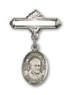 Pin Badge with St. Vincent de Paul Charm and Polished Engravable Badge Pin