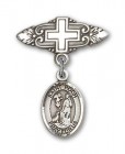 Pin Badge with St. Roch Charm and Badge Pin with Cross