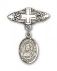 Pin Badge with Our Lady of Loretto Charm and Badge Pin with Cross