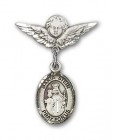Pin Badge with Maria Stein Charm and Angel with Smaller Wings Badge Pin