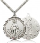 Men's Large Round Miraculous Medal Necklace