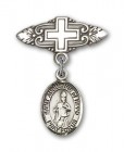 Pin Badge with St. Augustine of Hippo Charm and Badge Pin with Cross