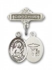 Pin Badge with St. Camillus of Lellis Charm and Godchild Badge Pin