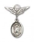 Pin Badge with St. Austin Charm and Angel with Smaller Wings Badge Pin