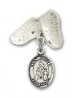 Pin Badge with St. Angela Merici Charm and Baby Boots Pin