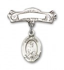 Pin Badge with St. Louis Charm and Arched Polished Engravable Badge Pin