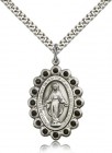 Black Crystal Miraculous Medal Necklace
