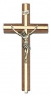 Classic Crucifix Wall Cross in Walnut and Metal Inlay 6“