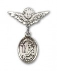 Pin Badge with St. Dominic de Guzman Charm and Angel with Smaller Wings Badge Pin