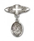 Pin Badge with St. Thomas of Villanova Charm and Badge Pin with Cross