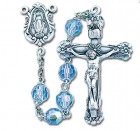6mm Tin Cut Light Sapphire Crystal Bead Rosary in Sterling Silver