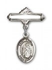 Pin Badge with St. Aaron Charm and Polished Engravable Badge Pin