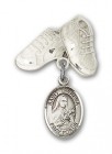 Pin Badge with St. Theresa Charm and Baby Boots Pin