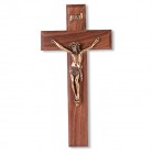 Wide Crossbar Walnut Wood Wall Crucifix - 9 inch