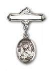 Pin Badge with St. Dominic Savio Charm and Polished Engravable Badge Pin