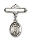Pin Badge with St. Victor of Marseilles Charm and Polished Engravable Badge Pin