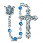 4mm Sapphire Crystal Swarovski Bead Rosary in Sterling Silver
