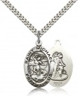 Men's Double Sided Oval St. Michael and Guardian Angel Medal