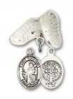 Pin Badge with St. Benedict Charm and Baby Boots Pin