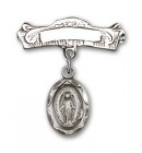 Baby Pin with Miraculous Charm and Arched Polished Engravable Badge Pin