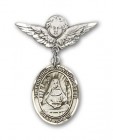 Pin Badge with St. Edburga of Winchester Charm and Angel with Smaller Wings Badge Pin