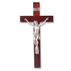 Dark Cherry Wall Crucifix with Siver-tone Corpus - 13 inch