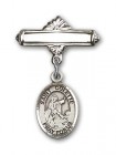 Pin Badge with St. Colette Charm and Polished Engravable Badge Pin