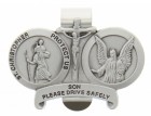 St. Christopher &amp; Guardian Angel Protect My Son Visor Clip Pewter