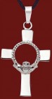 Stainless Steel Claddagh Cross Pendant - 1 1/4“H