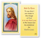 God Is Love Head of Christ Laminated Prayer Card