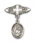 Pin Badge with Our Lady of Consolation Charm and Badge Pin with Cross
