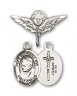 Pin Badge with Pope Benedict XVI Charm and Angel with Smaller Wings Badge Pin
