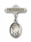 Pin Badge with St. Amelia Charm and Godchild Badge Pin