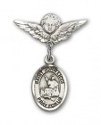 Pin Badge with St. John Licci Charm and Angel with Smaller Wings Badge Pin