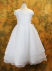 First Communion Dress with Embroidered Organza & Pearls