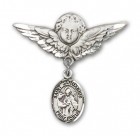 Pin Badge with St. Januarius Charm and Angel with Larger Wings Badge Pin
