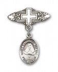 Pin Badge with St. Katherine Drexel Charm and Badge Pin with Cross
