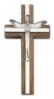 Contemporary Risen Christ Wall Cross in Walnut and Metal Inlay 4“