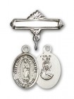 Pin Badge with Our Lady of Guadalupe Charm and Polished Engravable Badge Pin