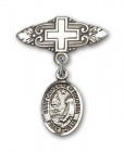 Pin Badge with St. Catherine of Bologna Charm and Badge Pin with Cross