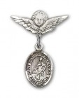 Pin Badge with St. Thomas of Villanova Charm and Angel with Smaller Wings Badge Pin