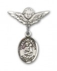 Pin Badge with Our Lady of Knock Charm and Angel with Smaller Wings Badge Pin