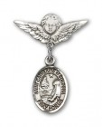 Pin Badge with St. Catherine of Bologna Charm and Angel with Smaller Wings Badge Pin