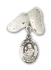 Pin Badge with St. Clare of Assisi Charm and Baby Boots Pin