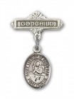 Pin Badge with St. Lidwina of Schiedam Charm and Godchild Badge Pin