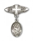 Pin Badge with St. Vincent Ferrer Charm and Badge Pin with Cross