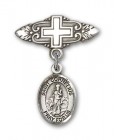 Pin Badge with St. Cornelius Charm and Badge Pin with Cross