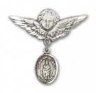 Pin Badge with Our Lady of Victory Charm and Angel with Larger Wings Badge Pin