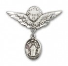 Pin Badge with Our Lady of Africa Charm and Angel with Larger Wings Badge Pin